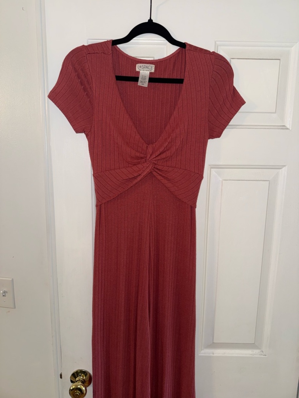 l*space Ribbed Twist-Front Jumpsuit in Dusty Rose